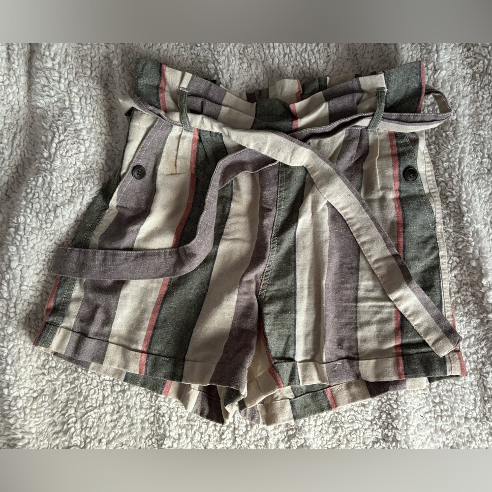 striped colorful linen shorts